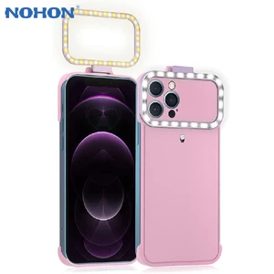 nohon for iphone 12 mini selfie ring light case led luminous flash phone cover for iphone 12 pro max case protective fundas free global shipping