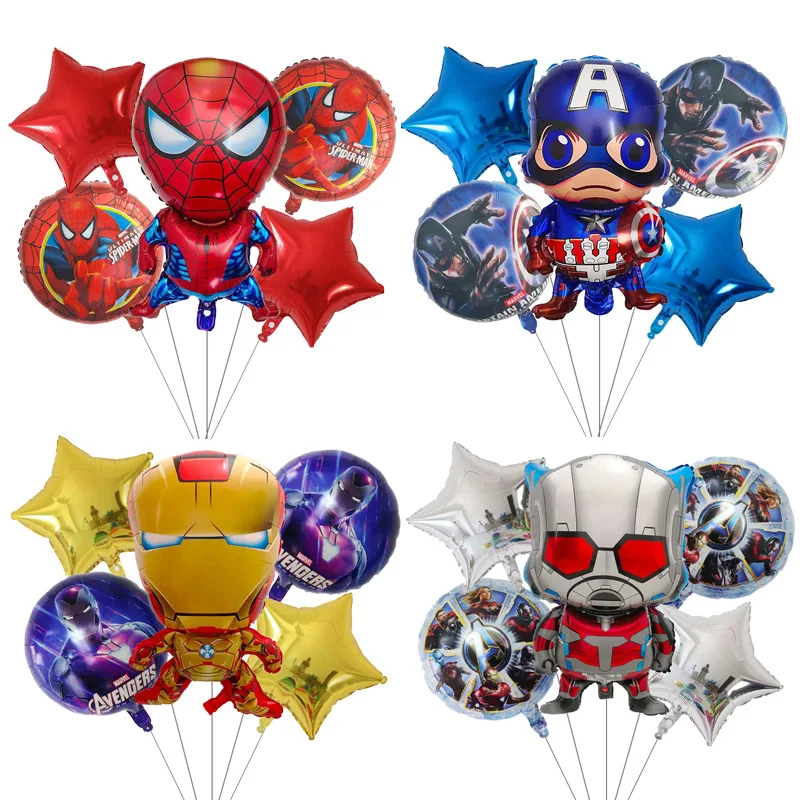 5 шт. Супергерои Марвел воздушный шар с изображением Человека паука из