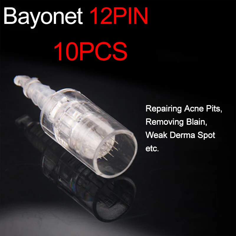 10pcs 12PIN need Авто микроиглы ручка байонет микроиглы прокатки машина для электрической микро иглы ролик татуировки штамп терапия нано советы - Цвет: 10pcs 12PIN need