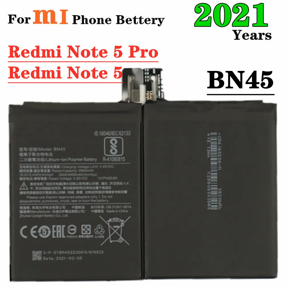 

2021 4000mAh BN45 Phone Battery For Xiaomi Redmi Note 5 / Redmi Note5 Pro Smartphone Battery High Quality Replacement Batteries