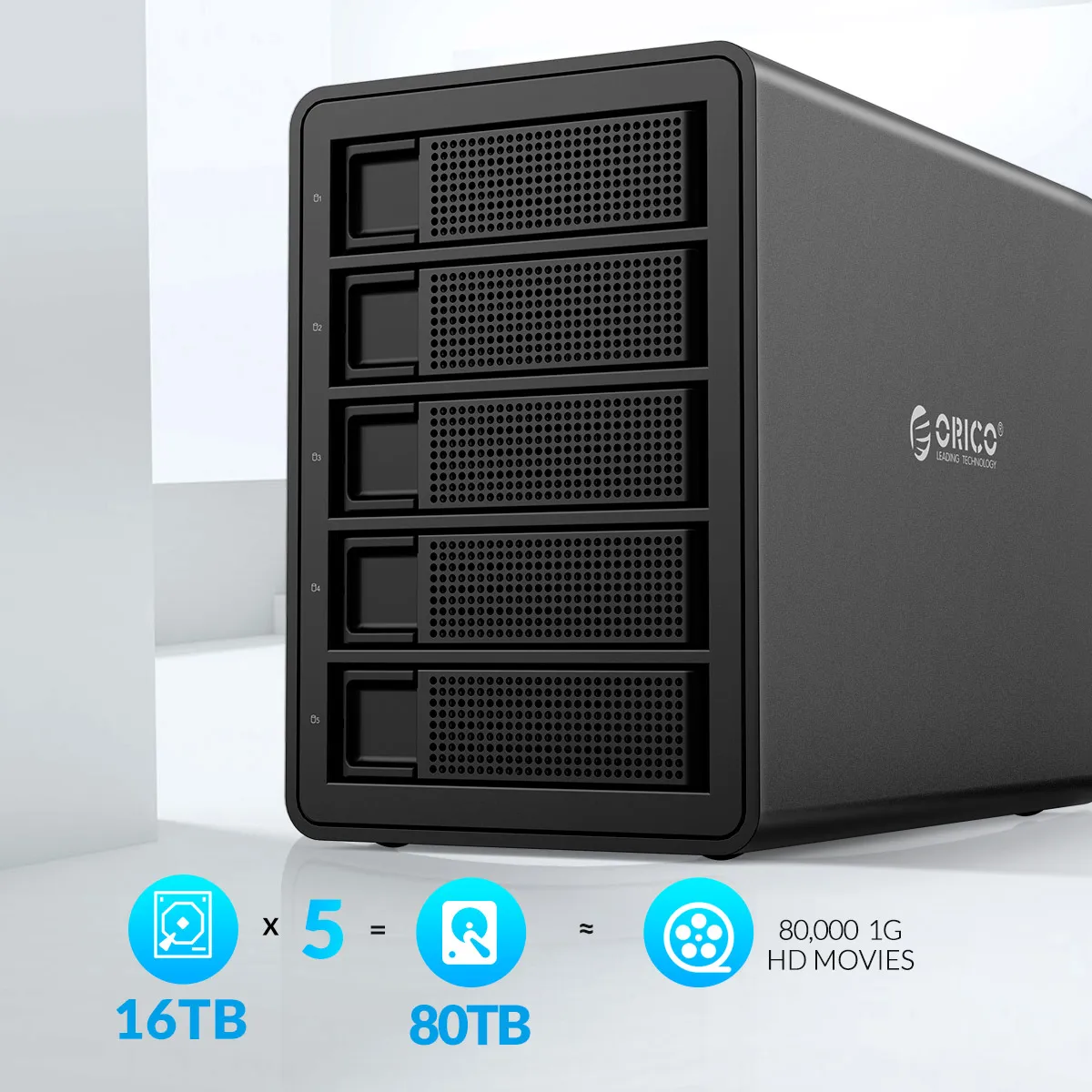 ORICO алюминиевый 5 bay 3 ''HDD док станция USB3.0 на SATA с RAID HDD ограждение 150 Вт