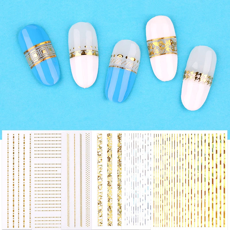 Стикер для ногтей s 3D самоклеящаяся полосатая форма смешанные узоры переводные