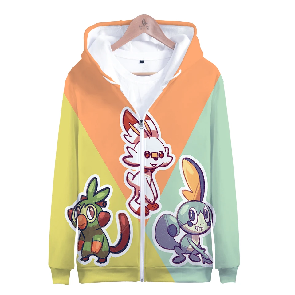 Pokemon Sword and Shield 3D толстовки на молнии для мужчин и женщин унисекс толстовки с капюшоном спортивный костюм на молнии хип-хоп одежда на молнии