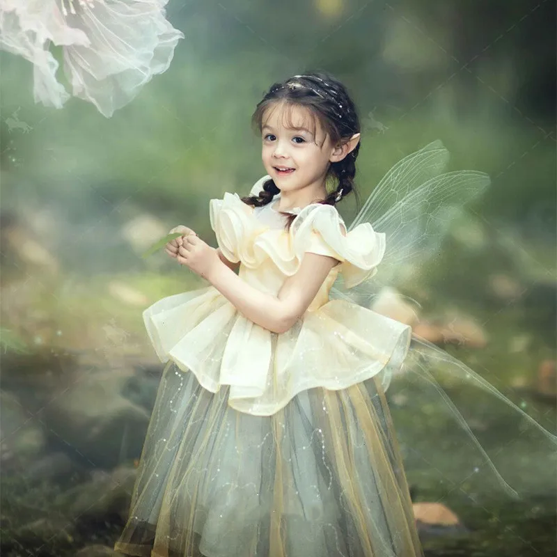 Платье принцессы с цветами для девочек бальное платье подружек невесты