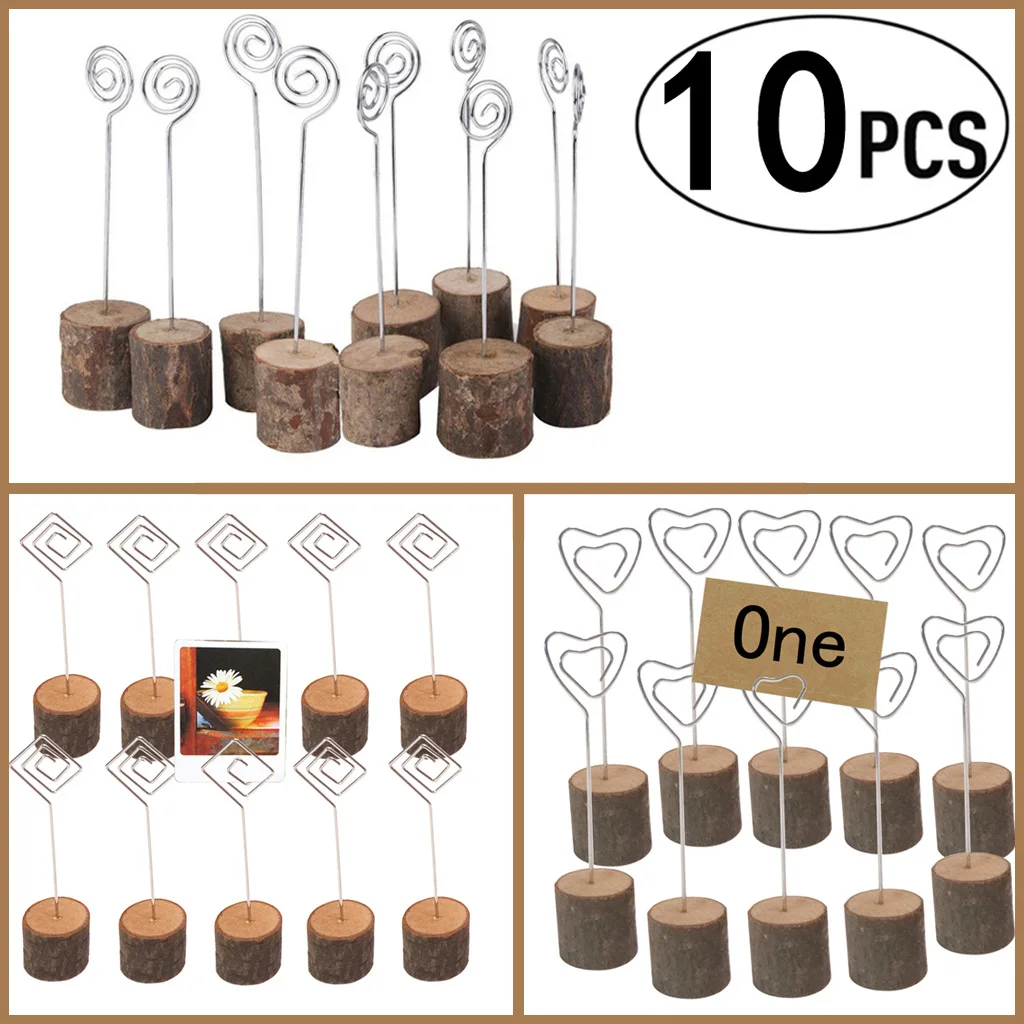 

10pcs Original Ecological Branches Wedding Menu Seat Holder Photo Wood with Wire Business Card Holder Ornaments