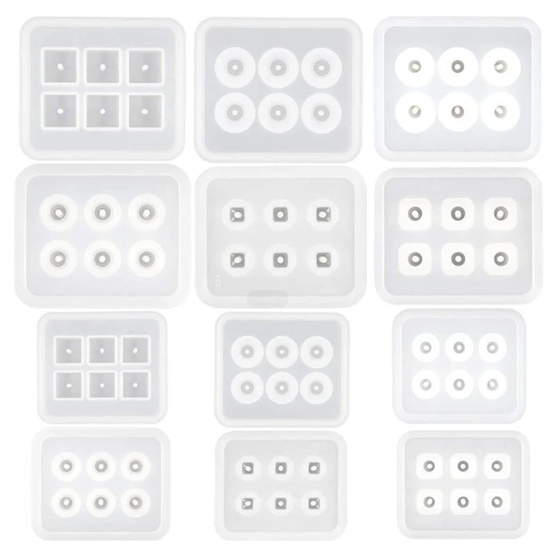 

12 Pcs/Set DIY Crystal Epoxy Resin Mold Bracelet Necklace Beaded Silicone Mould
