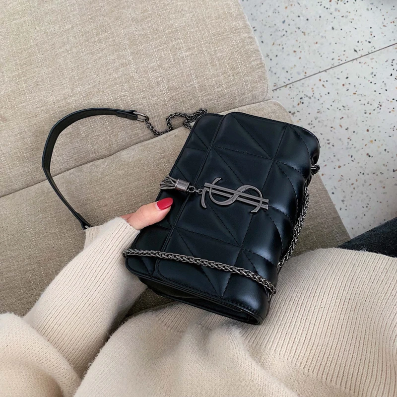 

Luxury Brand Handbag 2019 New Fashion Simple Square bag Quality PU Leather Women's Designer Handbag Lock Shoulder Messenger bags