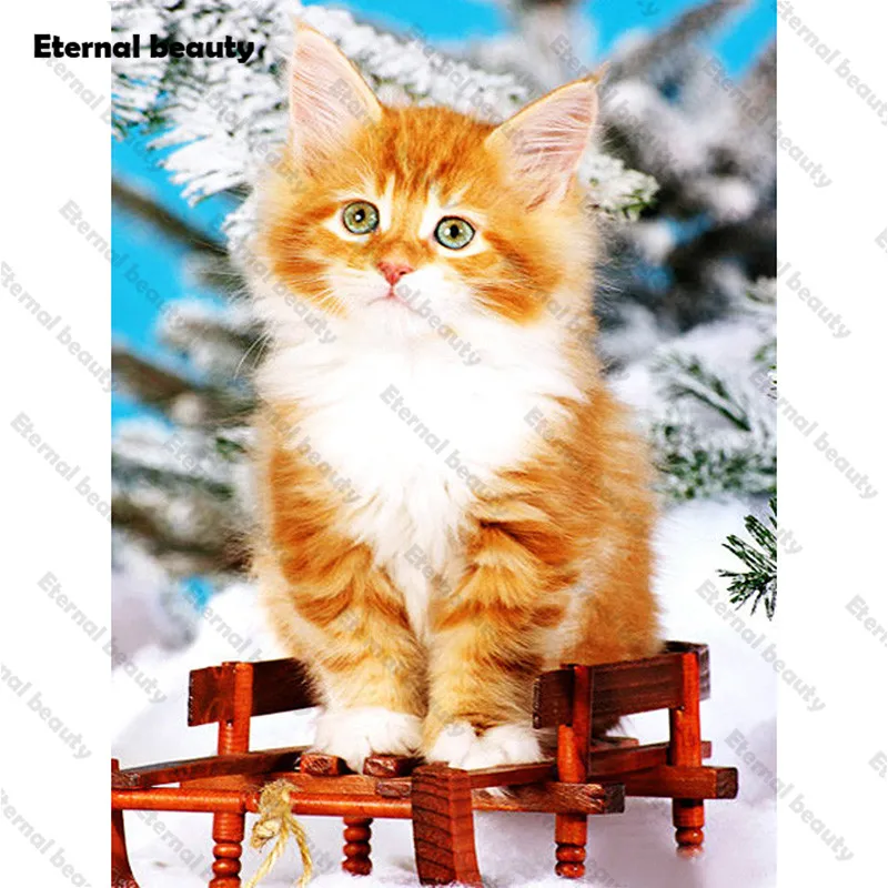 

Lovely Cat Diamond Painting Cross Stitch Kits Needlework Diamond Embroidery Mosaic Animal Paintings Handmade Artwork Home Decor