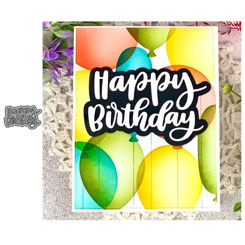 

Happy Birthday Letters Words Metal Cutting Dies Stencil Handmade DIY Card Making Mould Model Craft for Scrapbooking Decoration