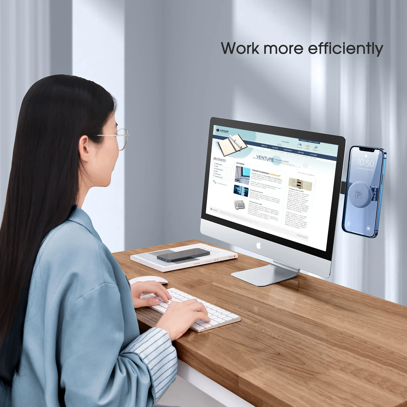 oatsbasf adjustable multi screen phone holder support laptop dual monitor display connect phone stand magnetic telescopic holder free global shipping