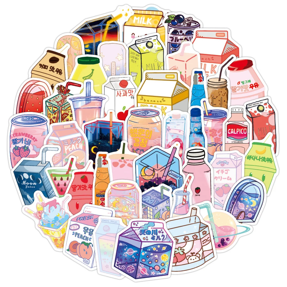 103050pcs kawaii drink cartoon graffiti stickers aesthetics phone laptop notebook luggage waterproof sticker decal kid toy free global shipping