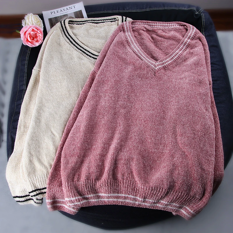 Shellsuning однотонный мягкий свитер с v-образным вырезом зимний женский Повседневный