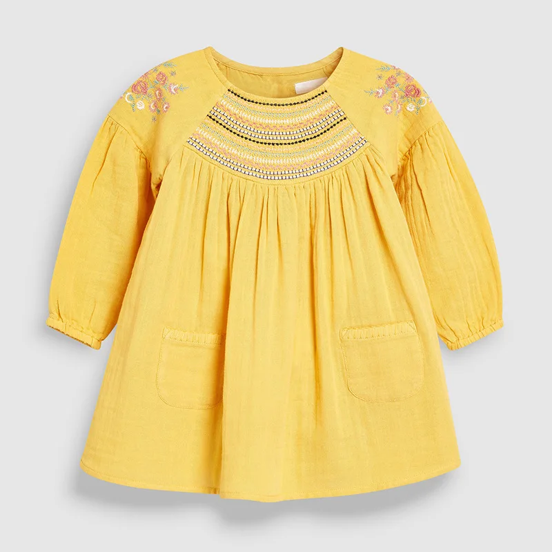 Little maven 2-7Years Осень Новые Желтые Платья Для Девочек Детей Малышей Новорожденных Девочек Платья Дети Дети Топы Тис Платье
