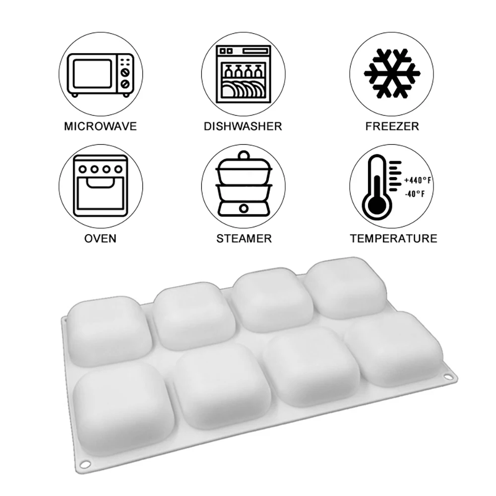 

8 Cavity Square Shaped Silicone Cake Molds For Chocolate Mousse Dessert Baking Mould Ice-Creams Bread Decorating Tools