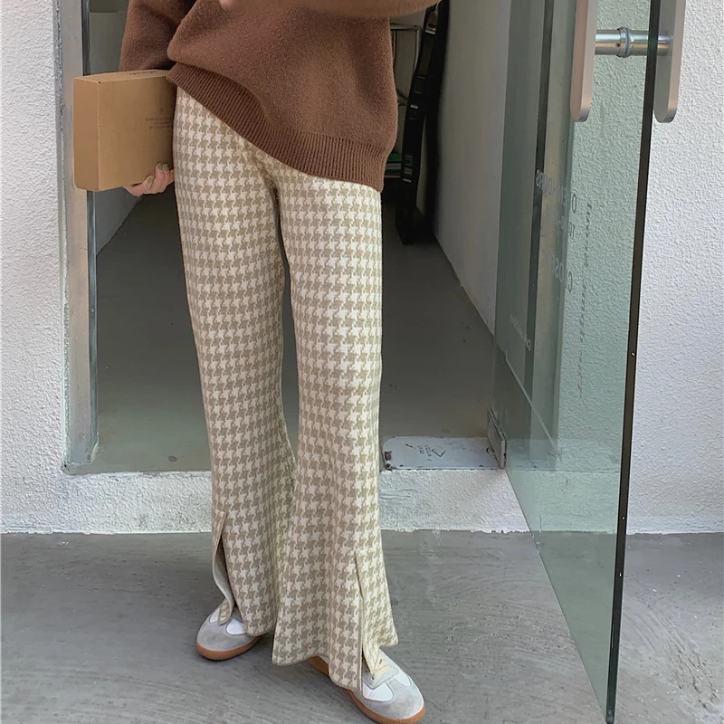 Женские трикотажные брюки с широкими штанинами высокой талией | Женская одежда