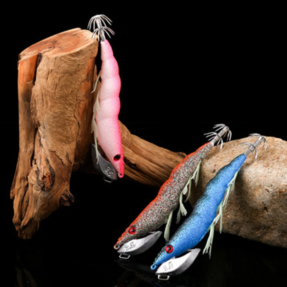 От волдырей 25 г 13 см кальмар крюк деревянная креветка приманки светящееся ваша