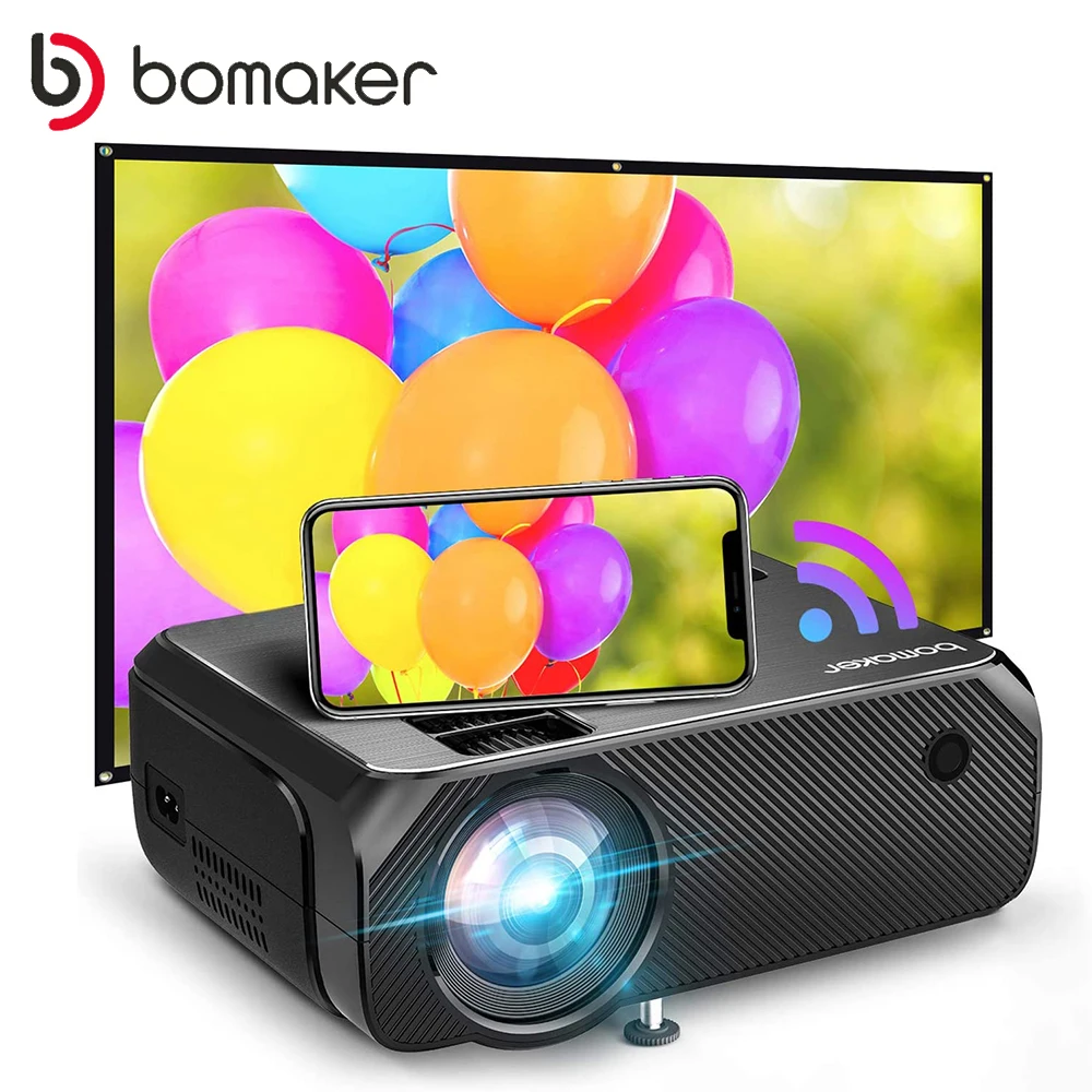 

BOMAKER Full HD 1080P LED WIFI Projector Bluetooth Video projector 3D MINI Portable home theater Smart Video player beamer
