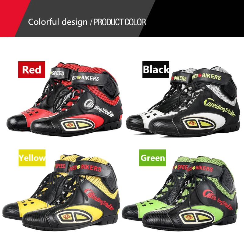 Мужские и женские ботинки для езды на мотоцикле из микрофибры кожаные дышащие