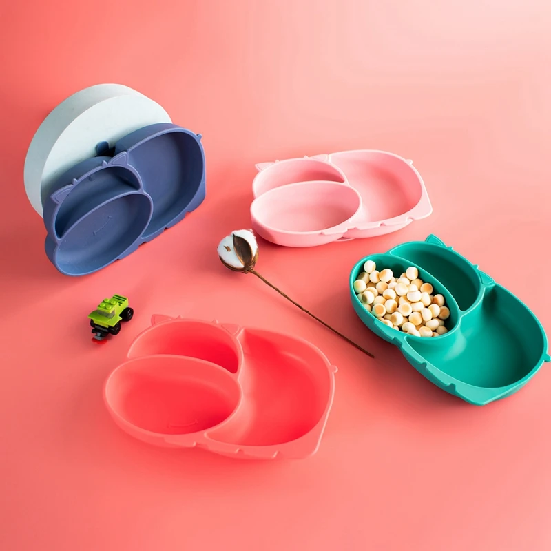 

2021 New Children Feeding Baby Soft Silicone Tableware Bowl Spoon Fork Plate Set Anti-drop Non-slip Saft Recyclable Spoon