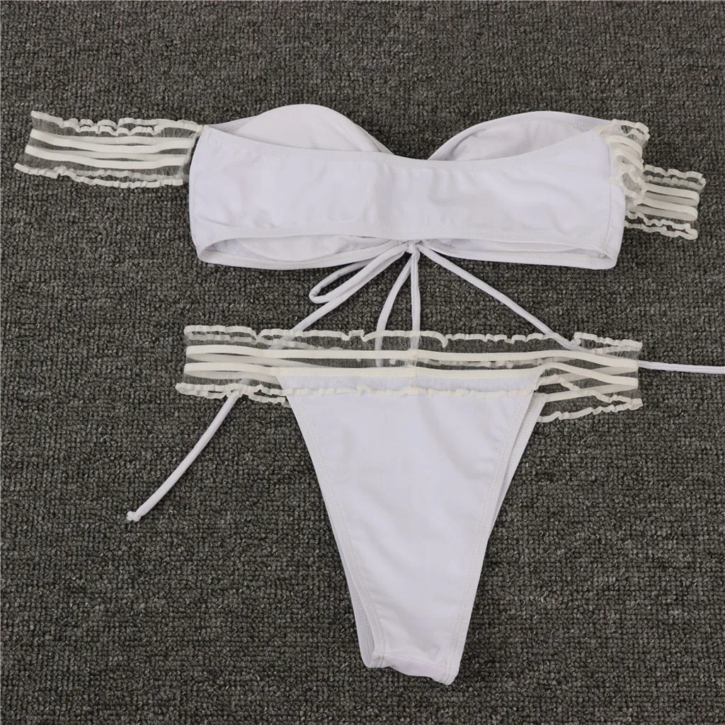 Женский комплект бикини в африканском стиле на шнуровке бандаж пуш ап