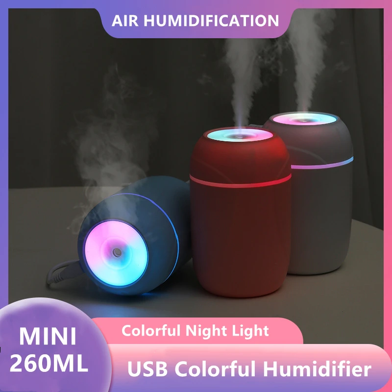 260ML Air Humidifier Mini Ultrasonic USB Essential Oil Diffuser Car Purifier Anion Mist Maker For Home With LED Night Lamp | Дом и сад