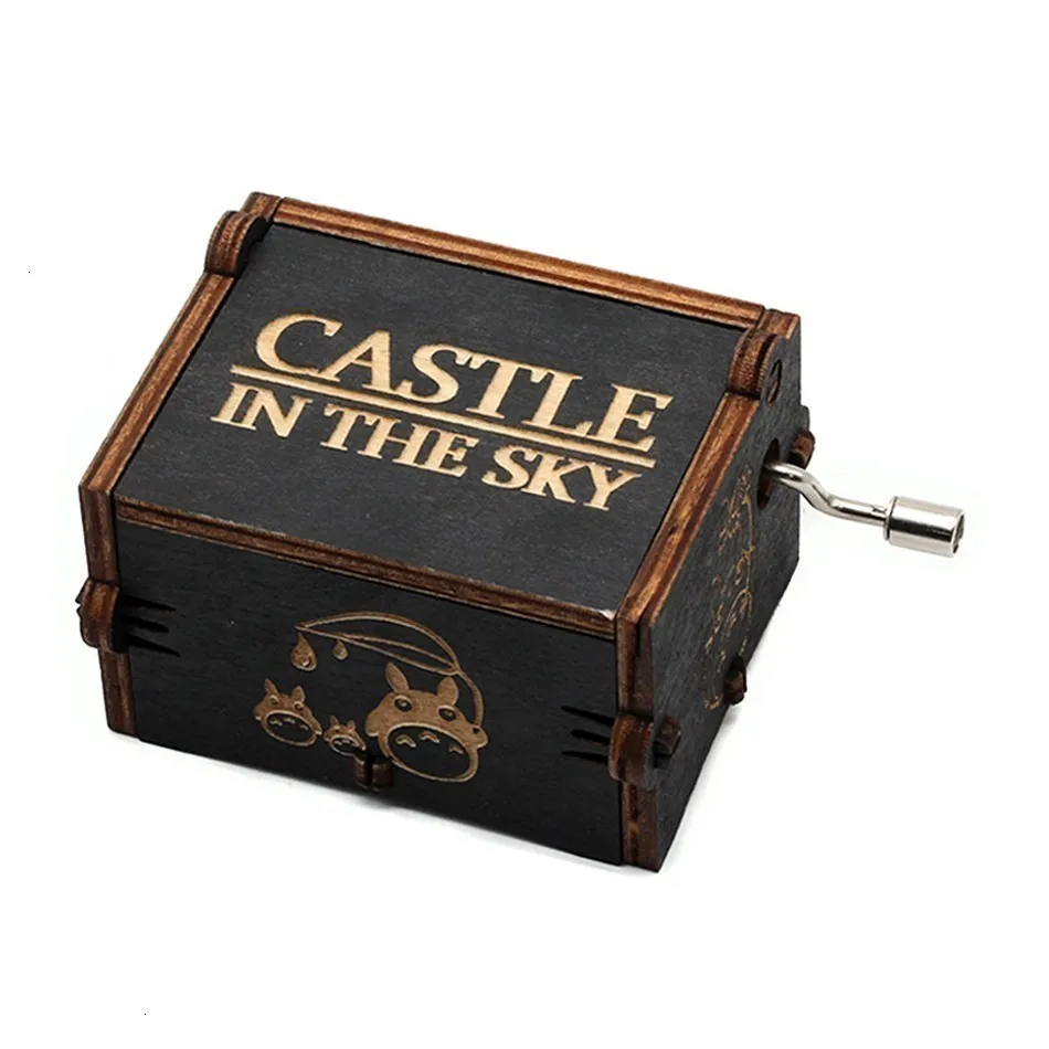 CASTLE IN THE SKY Новая Черная музыкальная шкатулка замок в небе Игра престолов звезда WarsMusic коробка тема песня подарок на день рождения Античная резная деревянная ручка - Цвет: CASTLE IN THE SKY