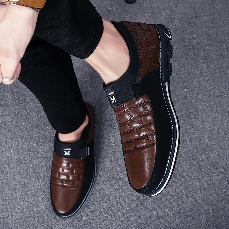 

Men's shoes autumn new leather men's casual leather shoes wild trend wear-resistant non-slip board shoes round toe shoes men