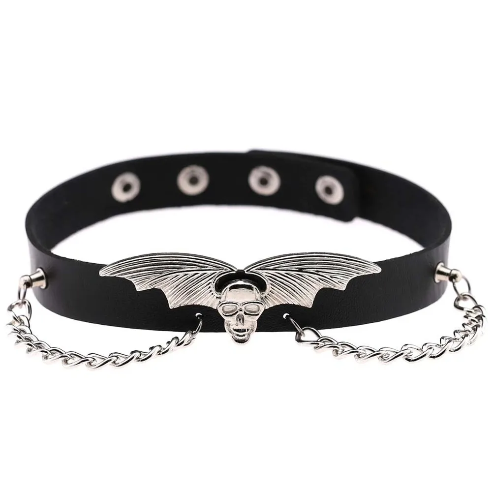 

ZIMNO Goth Streetwear Aesthetic Bat Wings Vampire Chain Leather Sexy Collar Necklace for Women Men Gothic Collier Jewelry Gifts