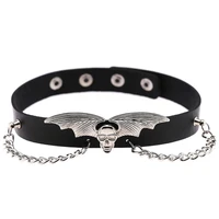 zimno goth streetwear aesthetic bat wings vampire chain leather sexy collar necklace for women men gothic collier jewelry gifts