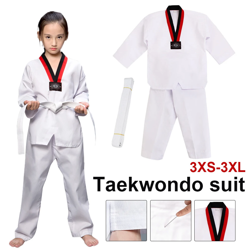 

Taekwondo Uniforms Long Sleeves Martial Arts Karate Jujitsu Gym Training Uniforms with Belt for Children Adults Unisex New Hot