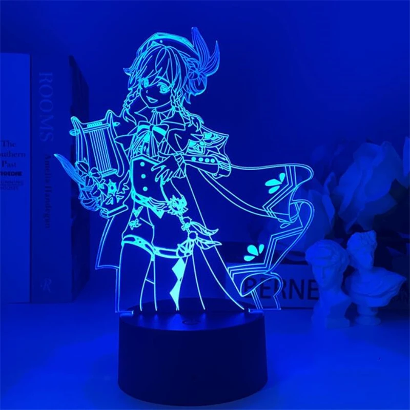 

Hot Game Genshin Impact 3D Illusion Lamp Venti LED Night Light Kids Child Gifts Table Colorful Lights for Room Decor