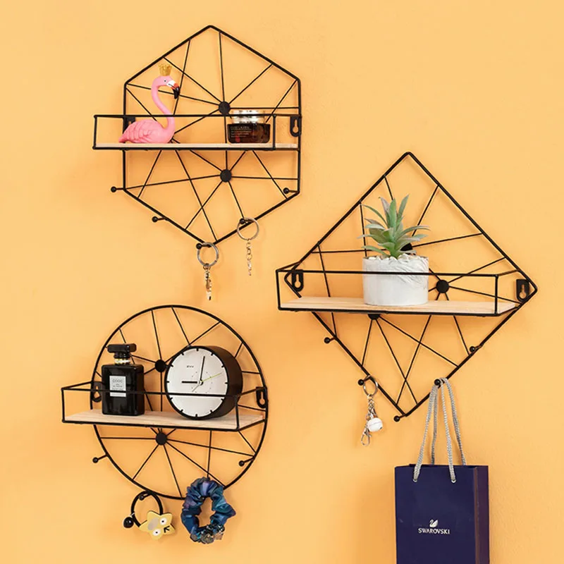 Настенная полка, многофункциональные стеллажи для хранения, простые и современные железные стеллажи без отверстий, домашний стеллаж для го...