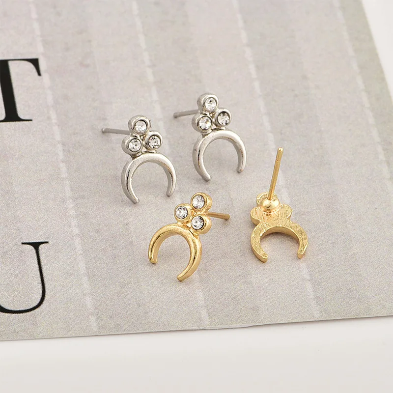2020 Golden Fashion New Simple Cute Three-Rhinestone Earrings Jewelry For Women Girl Gift Stud Party Wedding | Украшения и