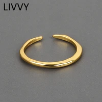 livvy silver color minimalist irregular smooth ring for women open adjustable fashion finger jewelry