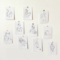 10pcs abstract art decoration card double sided lady line drawing small poster diy room wall sticker photo props stationery gift