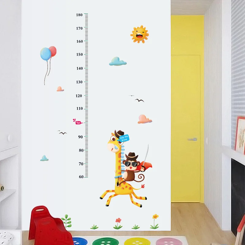 Милые наклейки на стену с измерителем высоты в виде животных наклейка виниловые