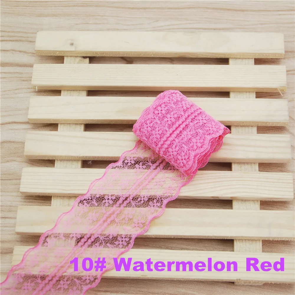 Watermelon red FASMILEY 45 мм кружевная отделка из полиэстера Grosgrain кружевная лента Цветочная отделка разноцветная лента 10 ярдов L133-2 - Цвет: Watermelon red
