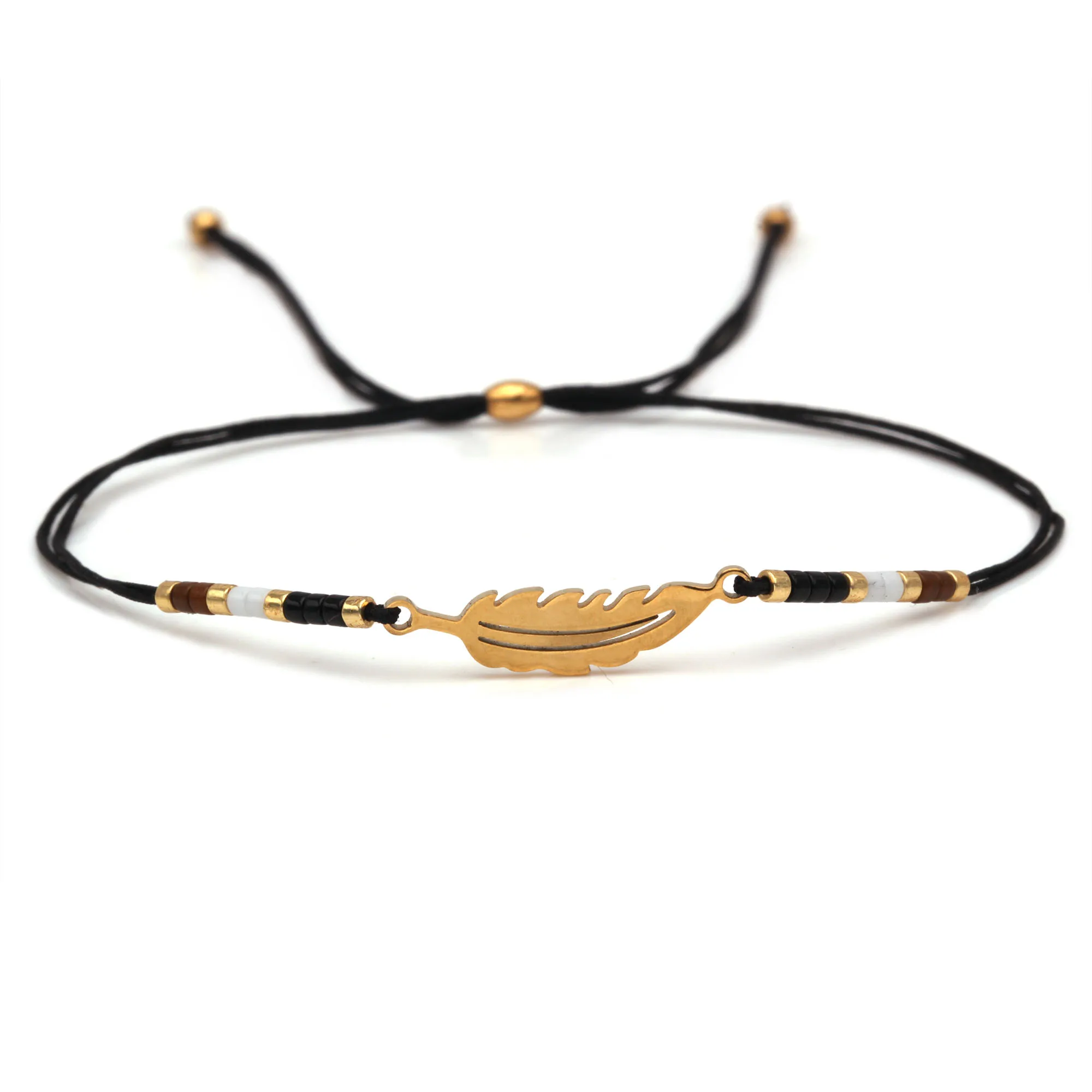 Стеклянные бусины Миюки в стиле бохо листья из нержавеющей стали для мужчин и