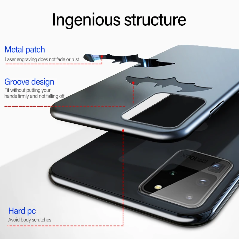 Ultra-thin Metal Bat Matte PC Phone Case For Samsung Galaxy S21 S20 S10 E 5G S9 S8 Note 20 10 9 8 Plus Protection Cover