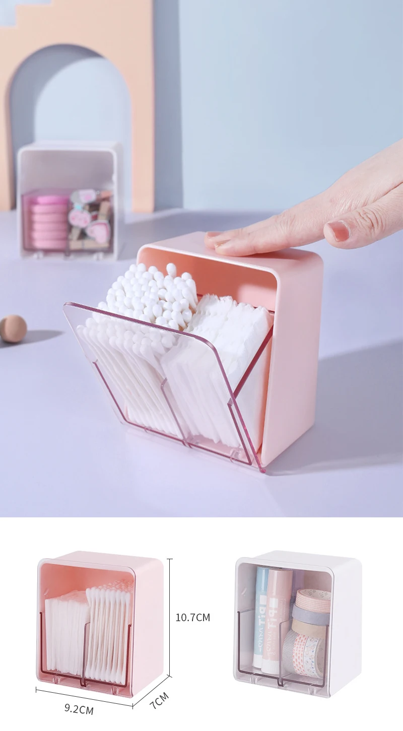 

dust-proof and sundries cotton swabs separate storage box plastic transparent table top cotton cotton storage box with lid