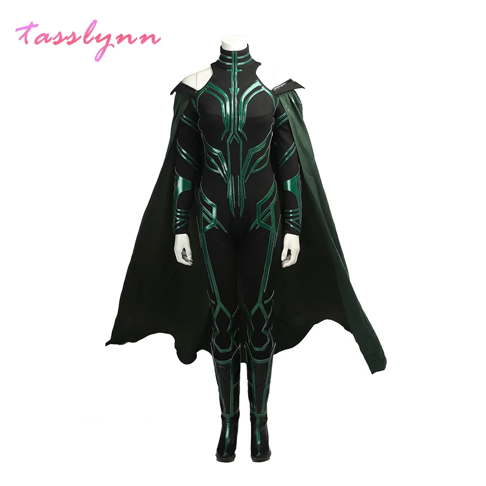 Superhero Movie Thor 3 Ragnarok Goddess of Death  Hela Cosplay Adult PU Party Bodysuit  Halloween Costumes for Women