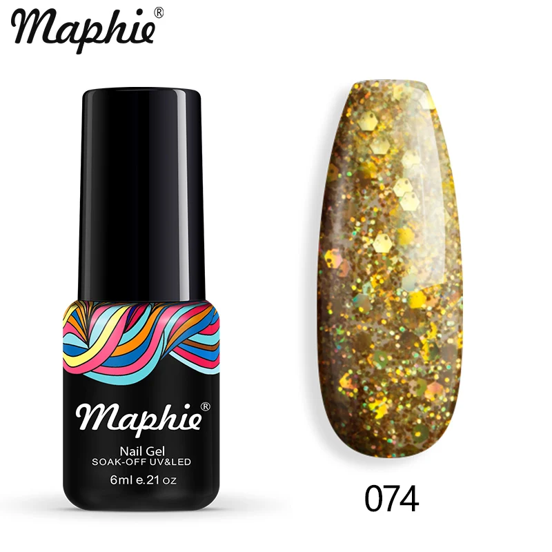 074 Maphie бриллиантовый блеск с ультрафиолетовым свечением Гель-лак для ногтей мерцающий декор с блестками Блестящий лак для ногтей полуперманентный лак Led синий гель для ногтей - Цвет: 074