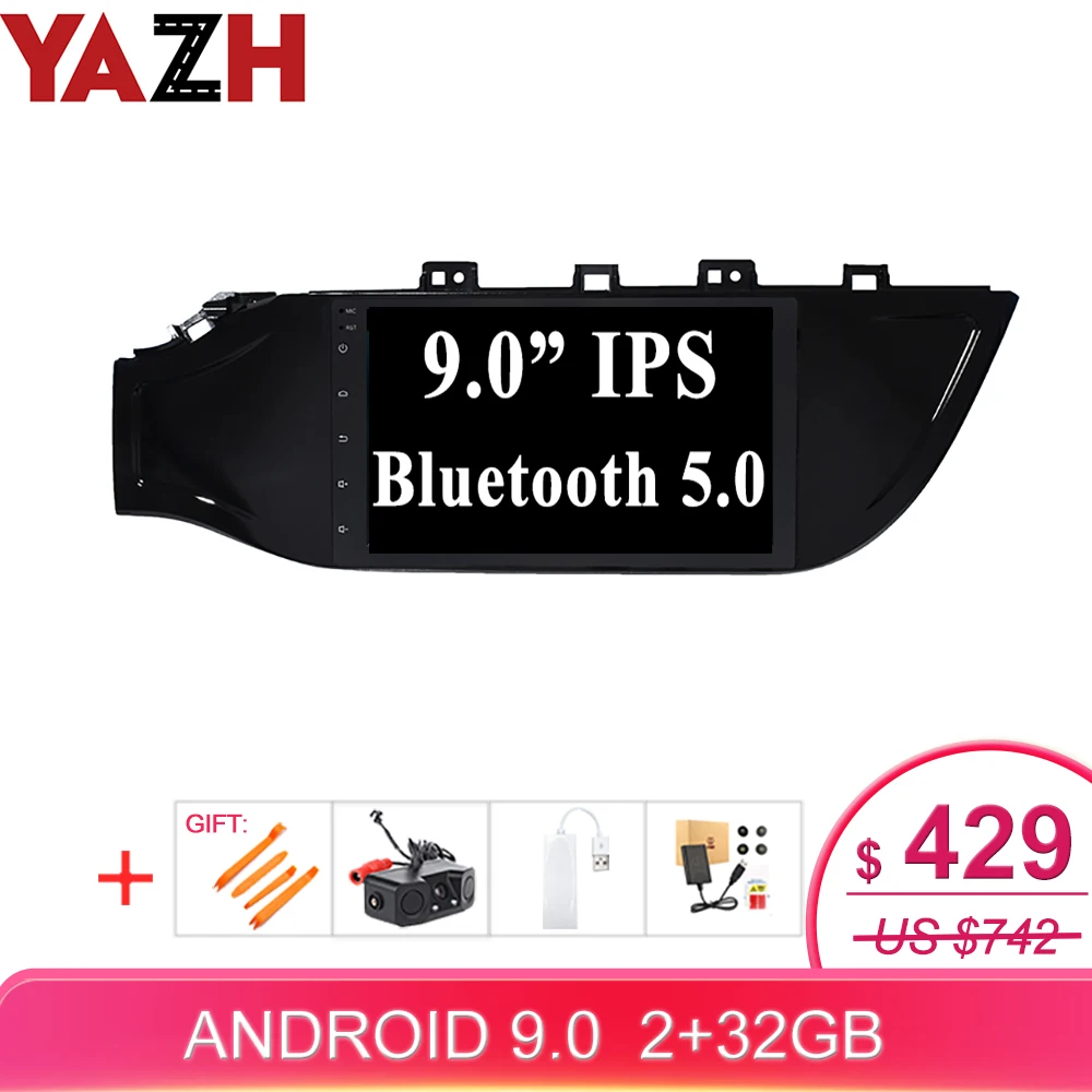 Автомобильный мультимедийный GPS навигатор YAZH Android 9 0 Pie экран дюйма IPS для Kia RIO K2 2017