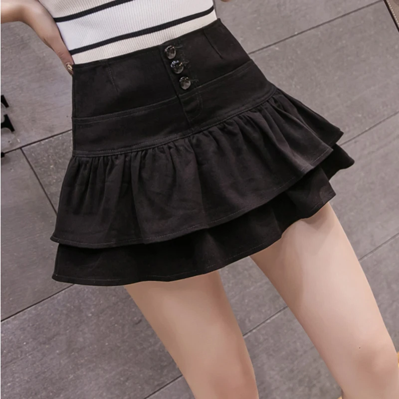 

High Waist Denim Skirt Shorts Woman 2020 Summer Vintage Ladies Short Jeans Skirt Casual All Match Single Button Tutu Saia Female