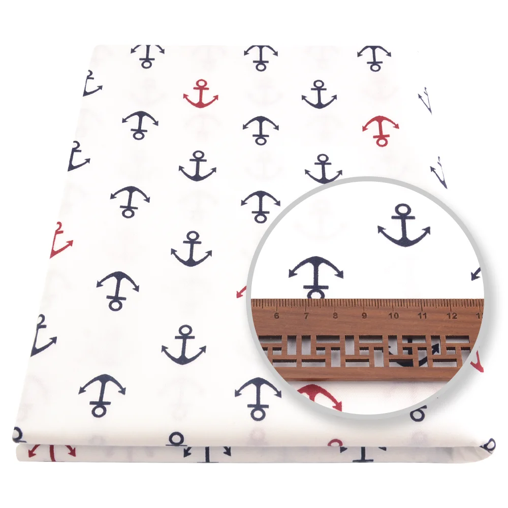 Beige1 meter 100% Cotton Fabric Shabby Sea anchor Printed for Quilting Children Dress Bedding Tilda Cloth by Meter 160cmx100cm | Дом и сад