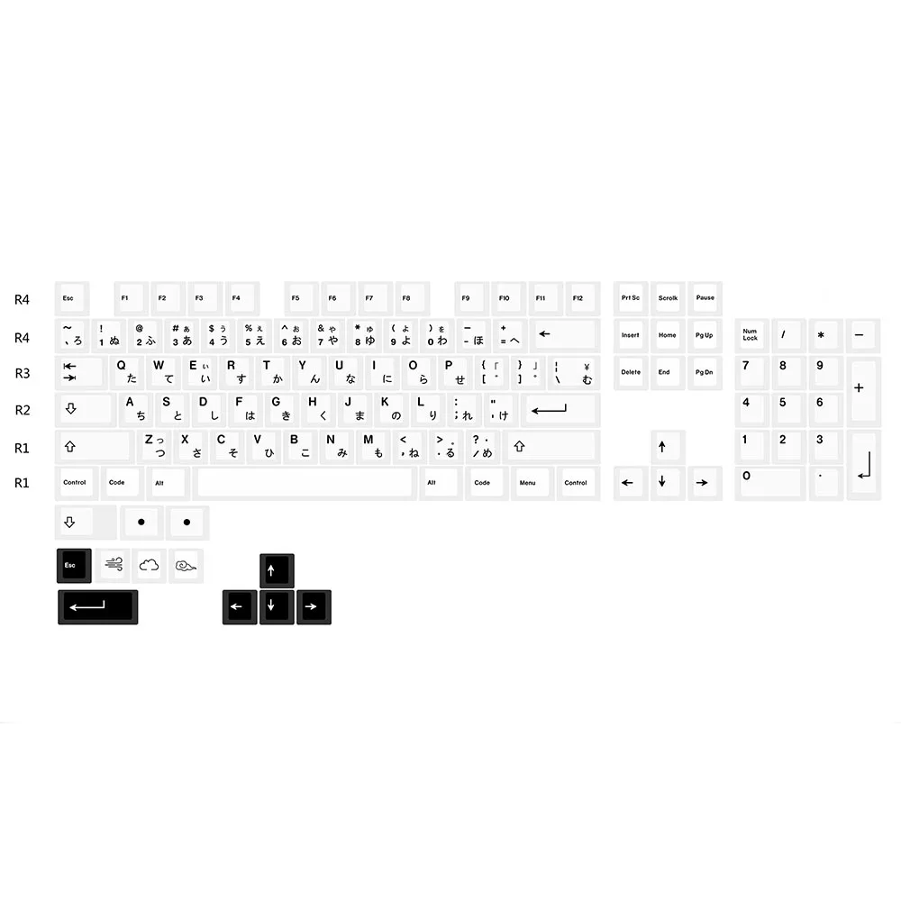 Колпачки для клавиш Ws1 с белым черным ветром и облаком японские колпачки Cherry Mx Switch