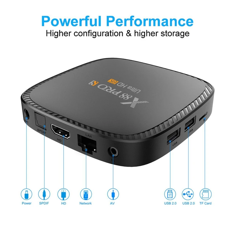 

X88 PRO S Set-Top Box, Dual-Band Wifi Android 10.0 Smart Mini Tv Box Suitable for Pc and Smart Display