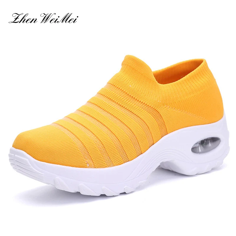 Модная повседневная обувь в полоску дышащие сетчатые носки спортивная большие