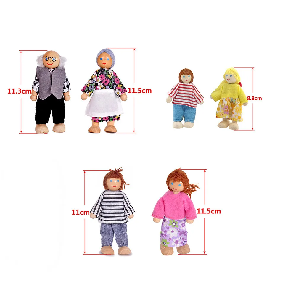 Набор для кукол на 6 человек деревянный кукольный домик Миниатюрная игрушка