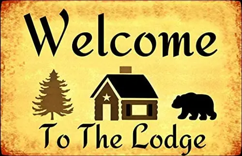 

Welcome to Lodge Metal Sign Retro Home Garden Wall Decoration Man Cave 12X16 inch